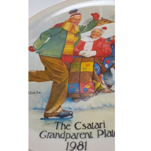 1981 Csatari Grandparent Series Plate "The Skating Lesson" Knowles China 17639 - Picture 3 of 5